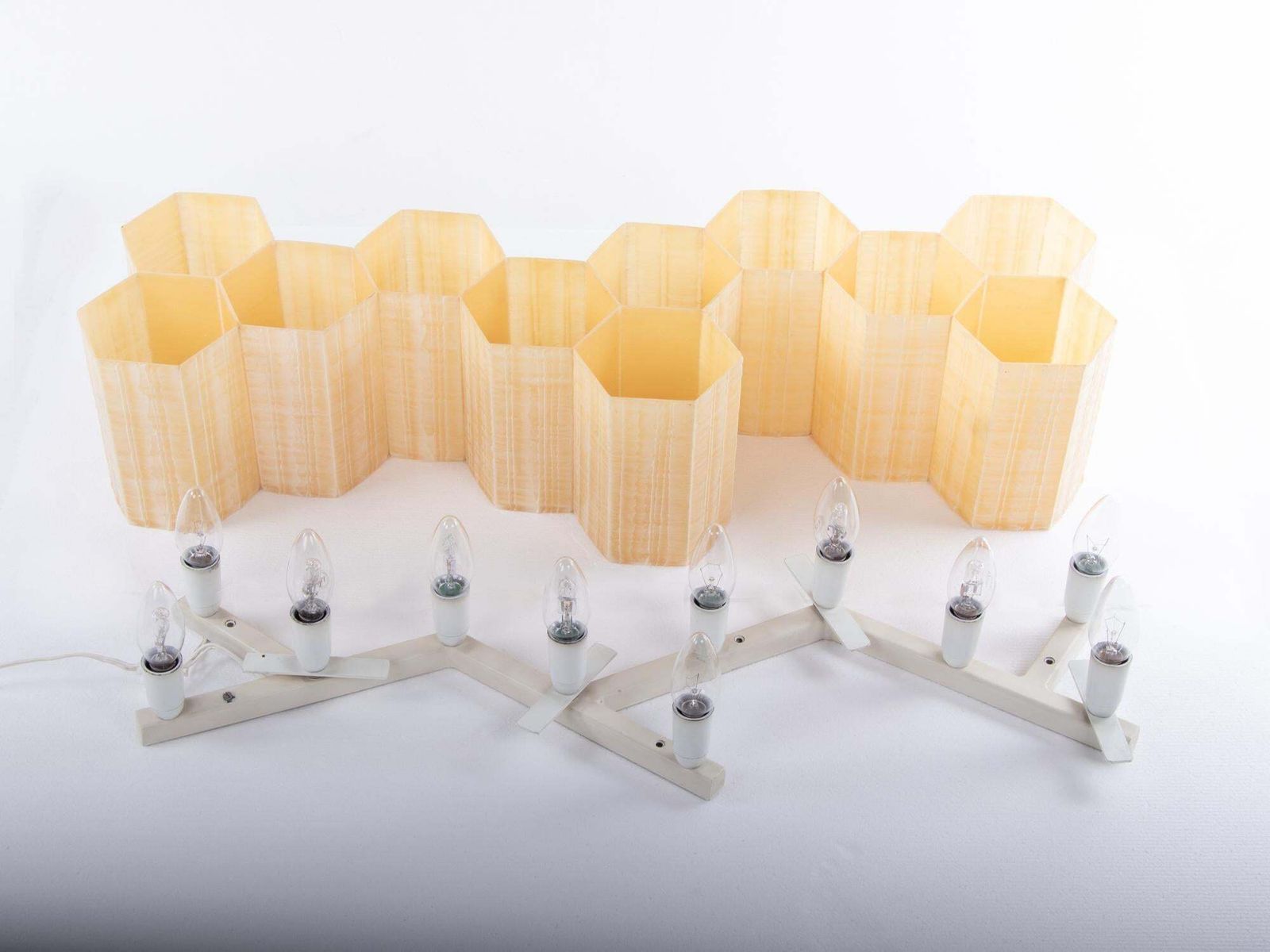 1950 Molecular 'Honeycomb' 11 Light Flush Mount & Wall Light Fiberglass & Steel photo vintage
