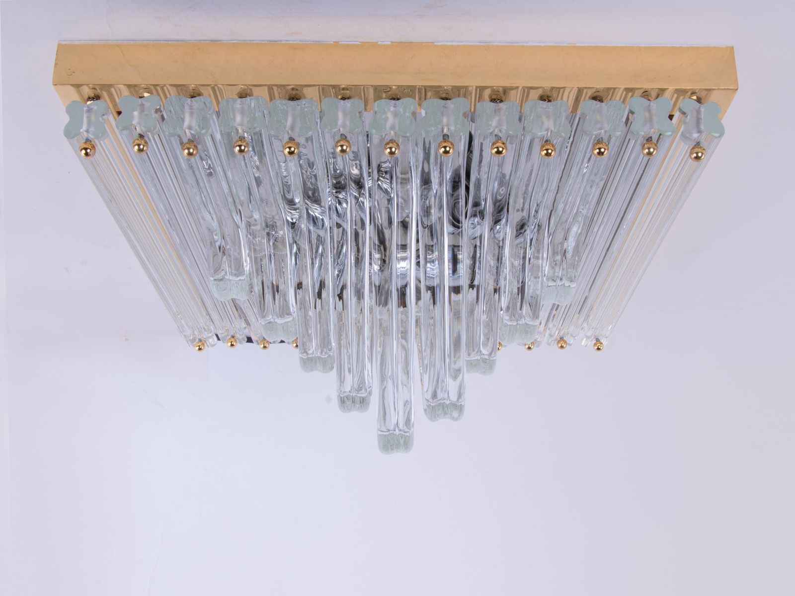 photo furniture Quadriedri Curvati Murano Flush Mount Glass & Brass, Venini, Italy 1970s