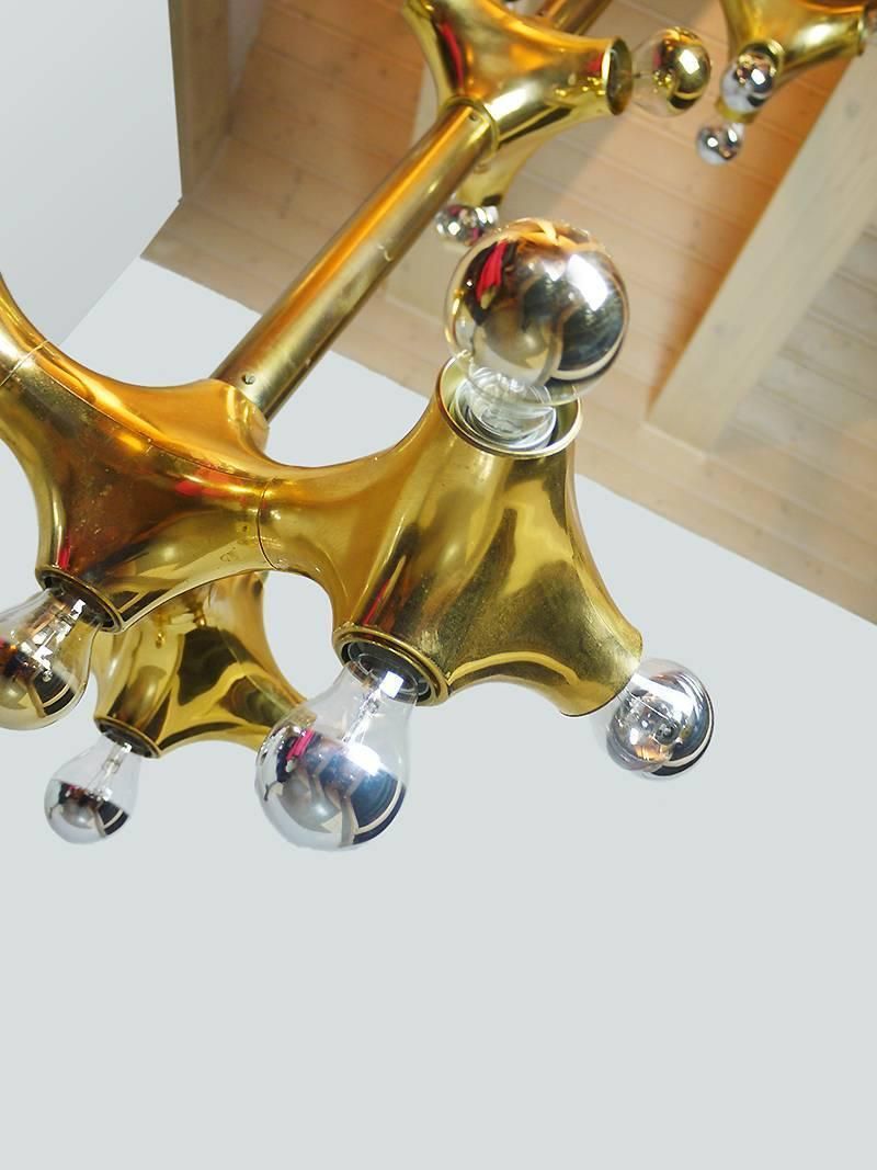 Organic Golden 67" Space Age Foyer Lighting Object Gemini By Cosack Germany 1970 photo Lighting