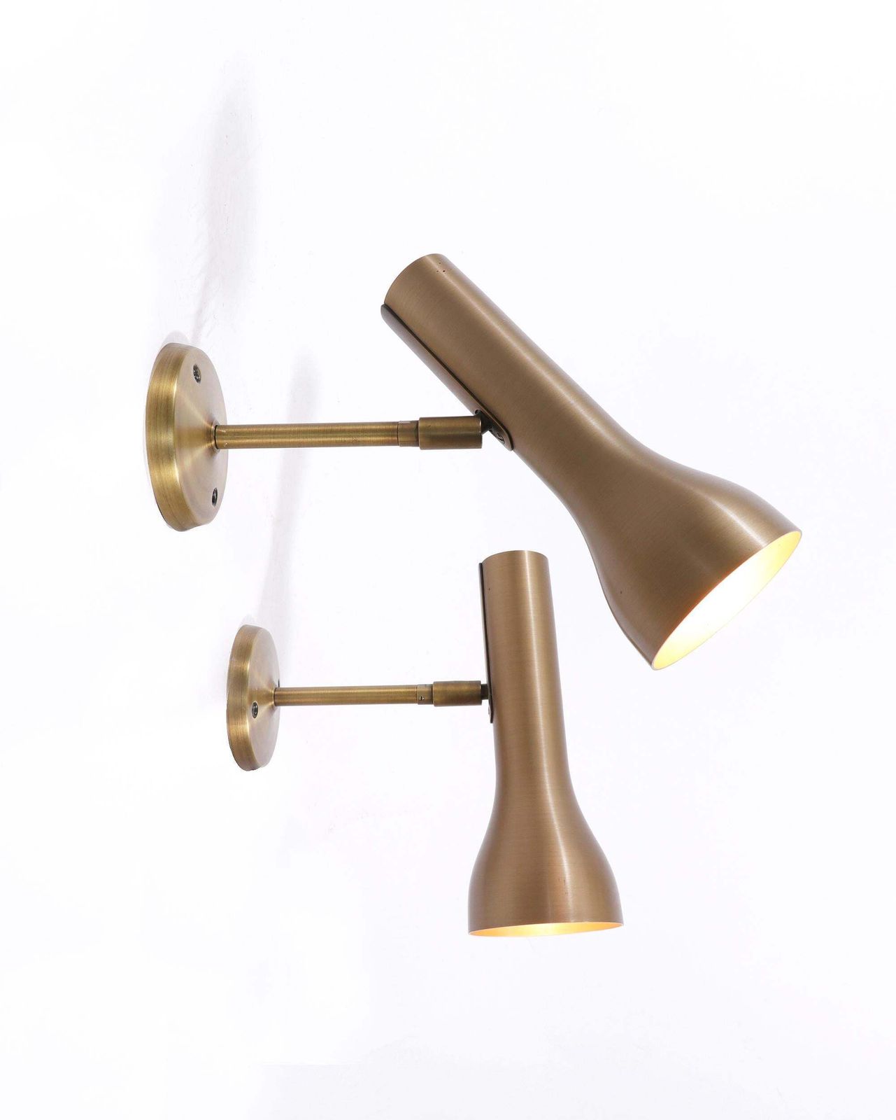 Pair Of Brass Wall Spots By Lad Team For Swiss Lamps International, Zürich 1960s photo 765.0