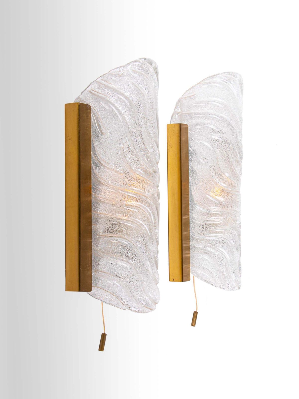 1 'Of 2' Pair Of Murano Wall Sconces Glass & Brass By Kalmar, Austria 1960s photo furniture