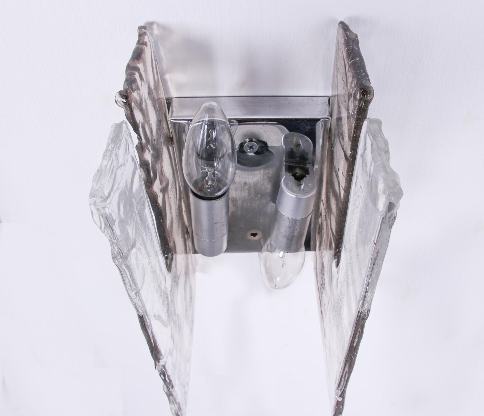 photo furniture Carlo Nason Amber Murano Wall Sconce Glass & Chrome By Mazzega, Italy, 1960s