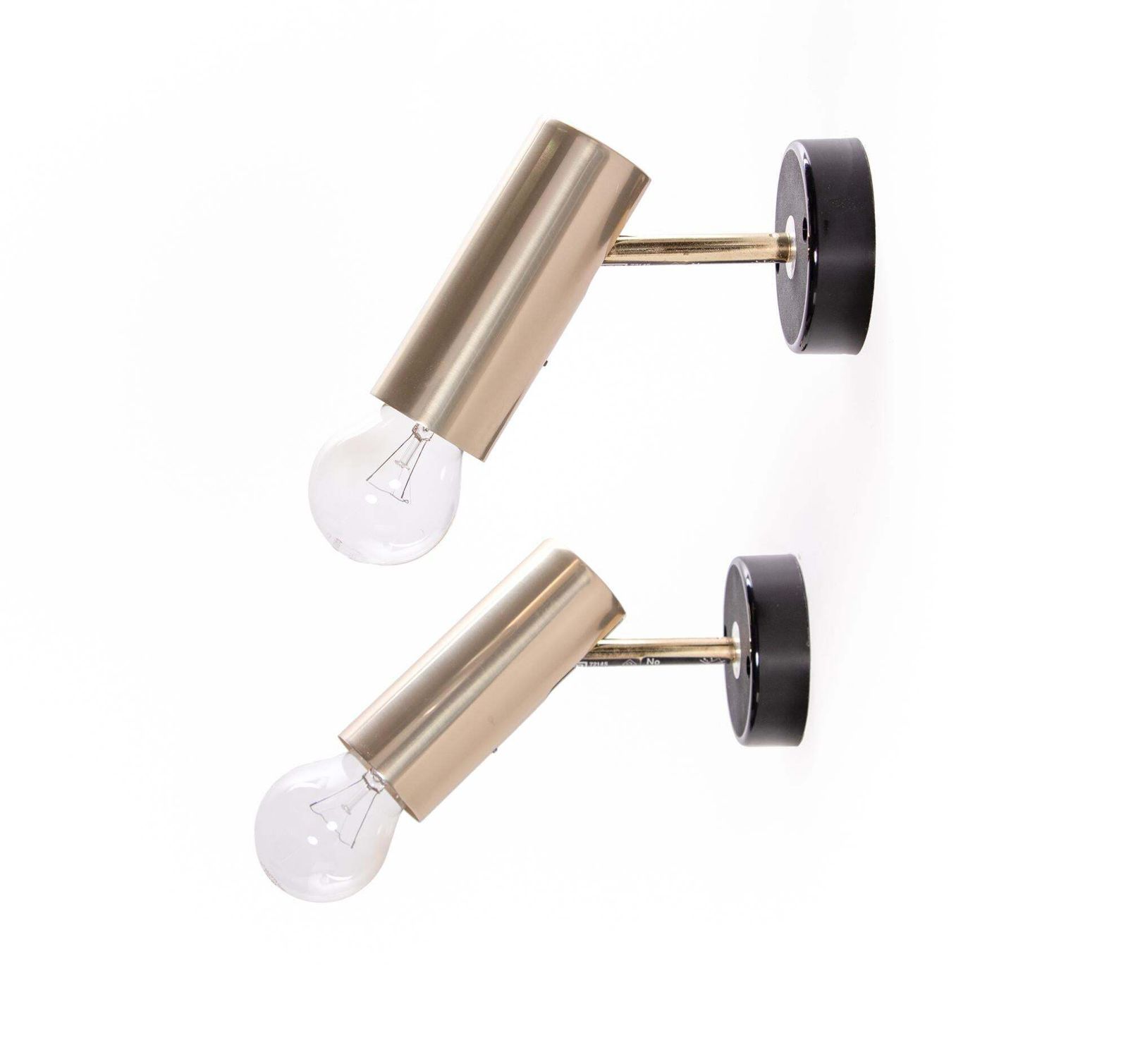 1960 Germany Rzb Adjustable Minimalist Wall Sconce Brass Spot Light, Set Of 2 photo vinterior