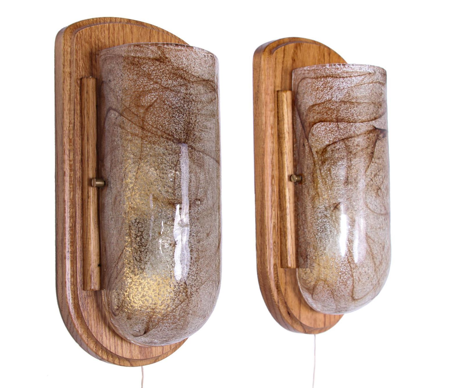 1 'Of 2' Pair Of Modernist Wall Sconces Amber Murano Glass, Germany 1960s photo for sale