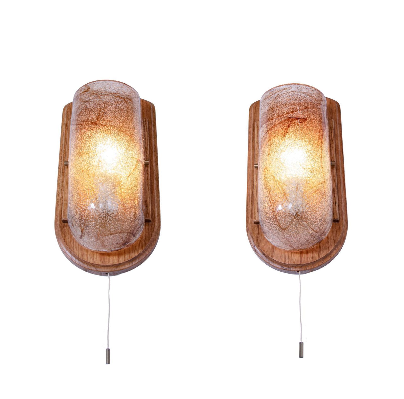 1 'Of 2' Pair Of Modernist Wall Sconces Amber Murano Glass, Germany 1960s photo Lighting