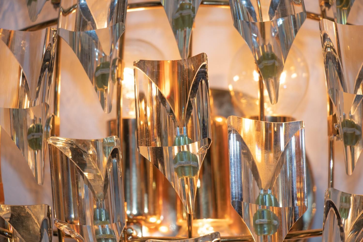 Pair Of Crystal & Gold Plated Wall Lights By Oscar Torlasco For Stilkronen 1970s photo buy