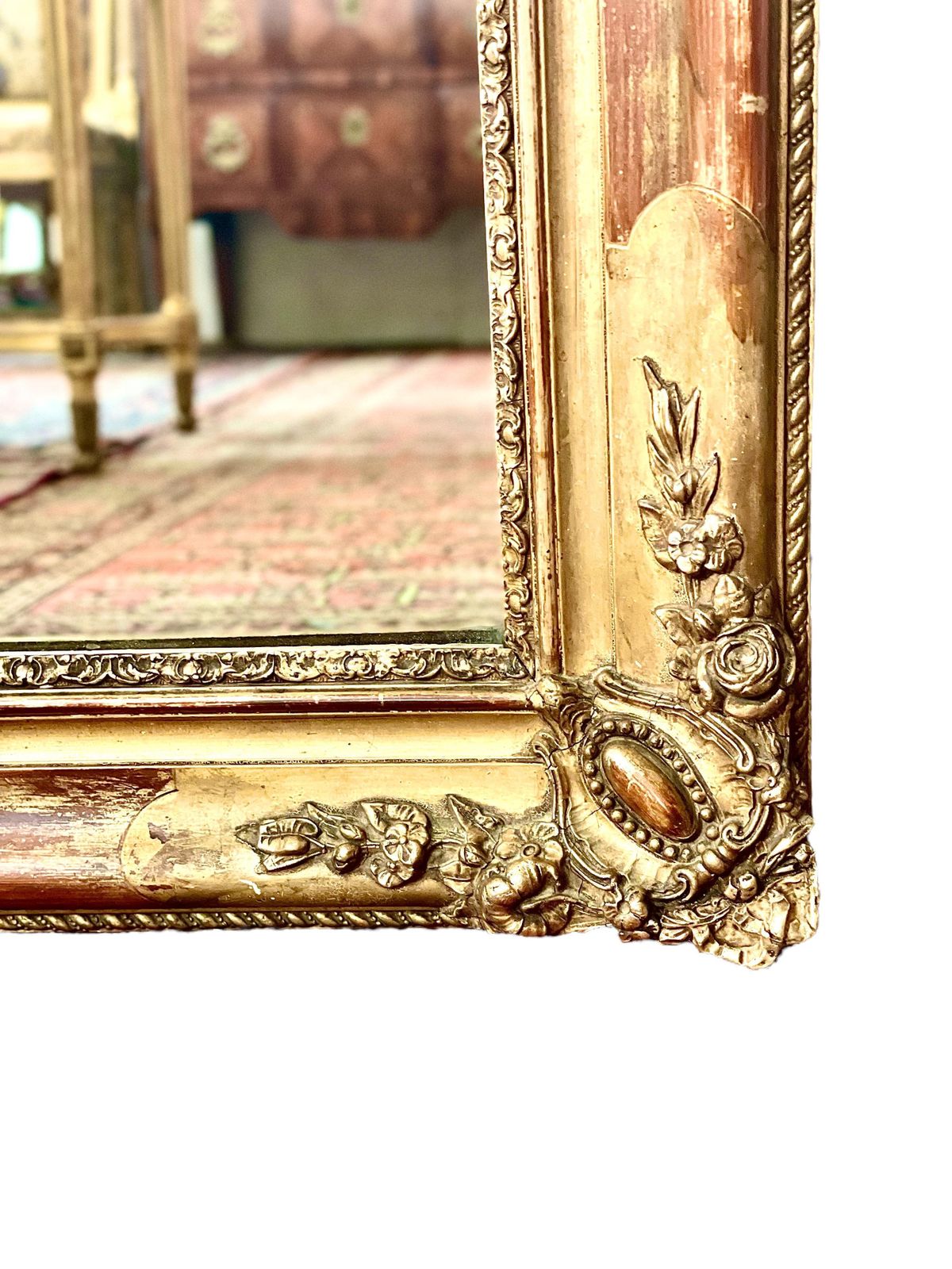 19th Century French Napoleon III Giltwood Wall Mirror With Mercury Glass photo for sale