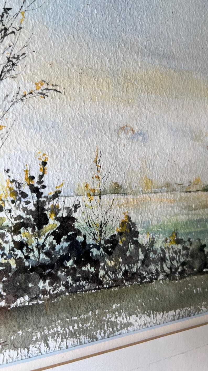 Large Watercolour Landscape Painting By June Wilkinson – Framed & Ready To Hang photo vintage