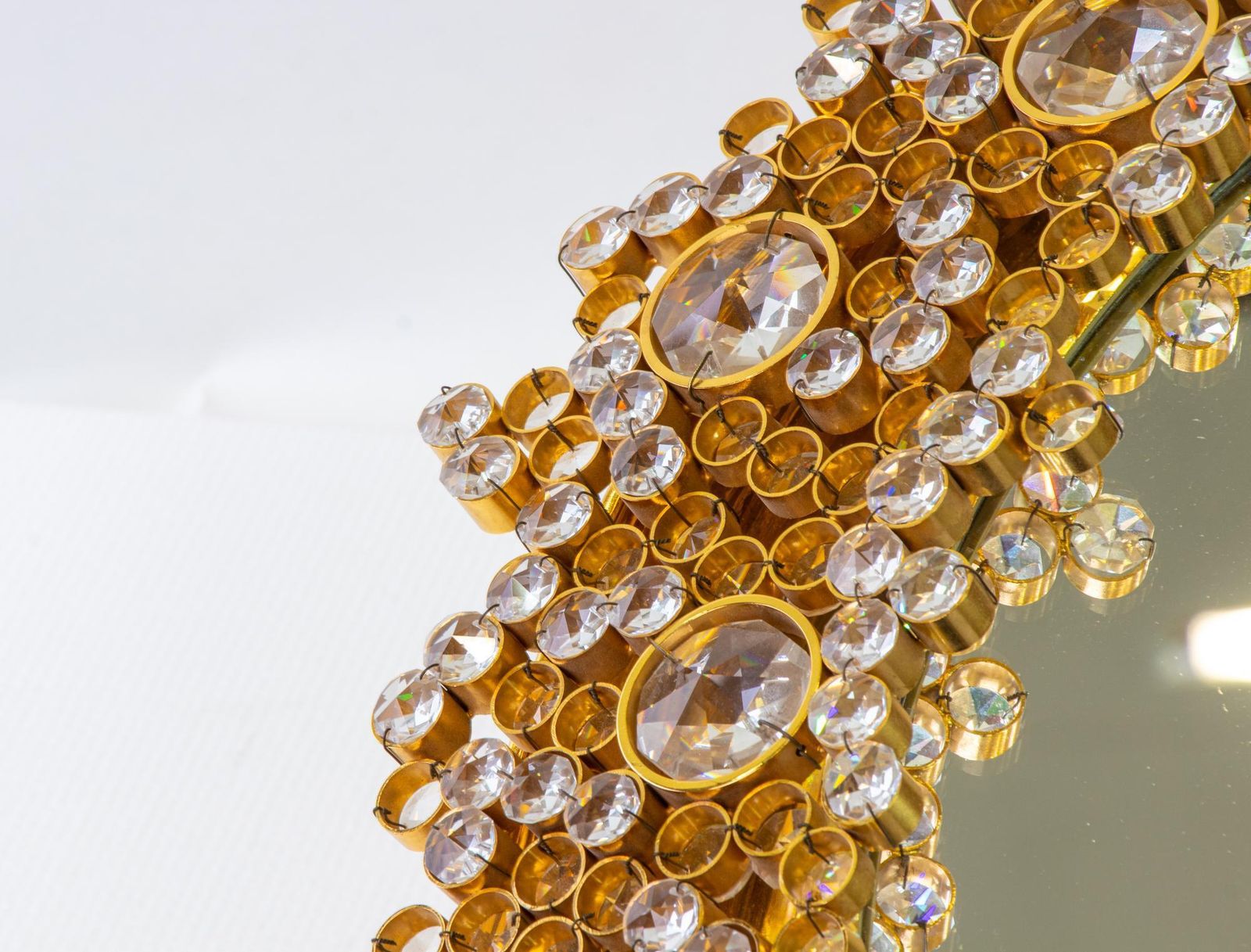 Palwa 27" Backlit Mirror With Swarovski Crystals & Gilded Brass, Germany 1960s photo vinterior