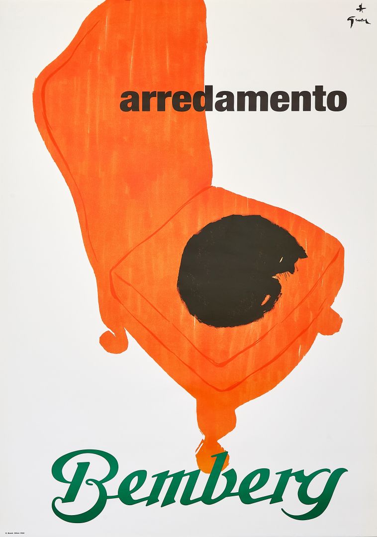 René Gruau, C.A. 1960s   Arredamento Bemberg   Original Affiche Cm 140 X 100