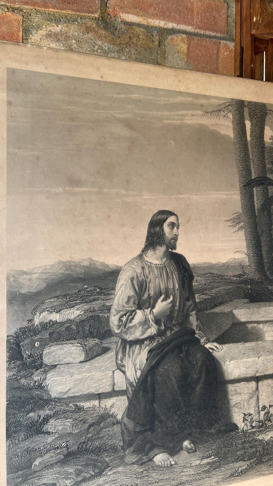 Large 1851 Antique Biblical Religious Engraving By S. Bellin After J. R. Herbert R.A.   Picture Of Jesus photo for sale