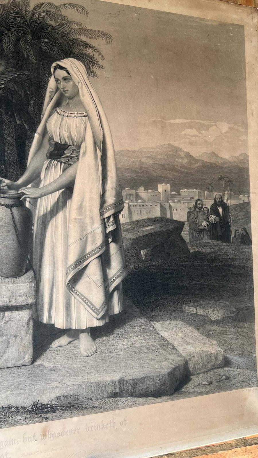 Large 1851 Antique Biblical Religious Engraving By S. Bellin After J. R. Herbert R.A.   Picture Of Jesus photo Home Decor