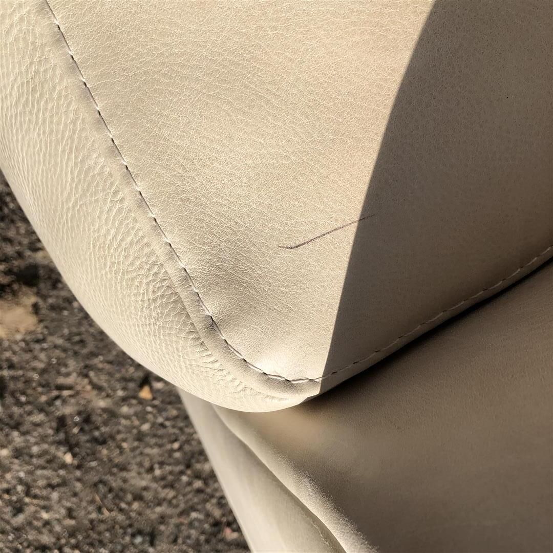 Furniture Contemporary Italian Cream White Leather Large Two Seater Sofa photo