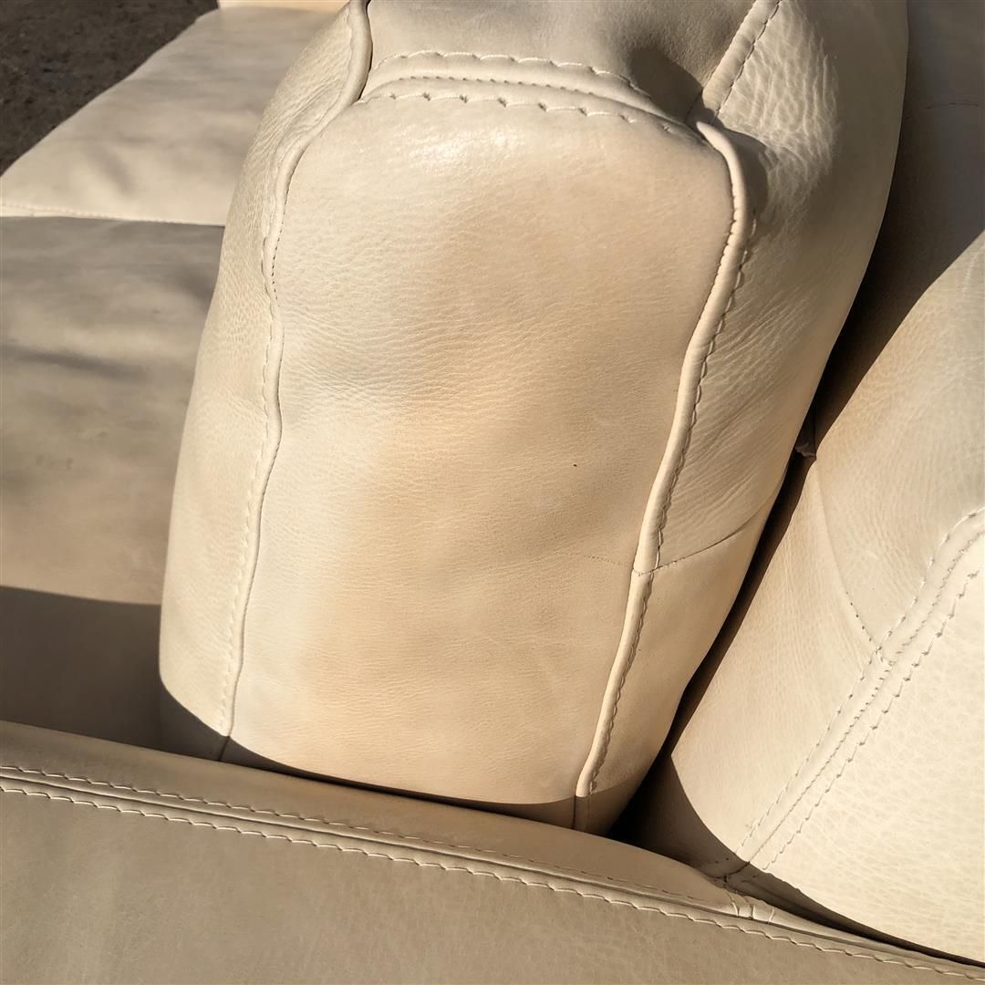 650.0 Contemporary Italian Cream White Leather Large Two Seater Sofa photo