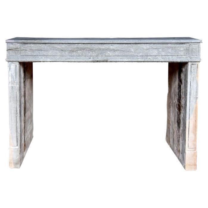 19th Century Antique Grey Marble Stone Louis XVI Fireplace