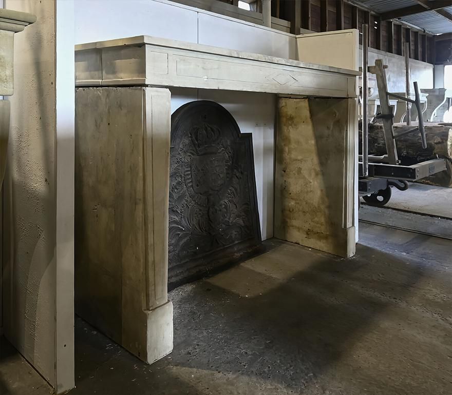 19th Century Antique Marble Stone Louis XVI Fireplace photo for sale