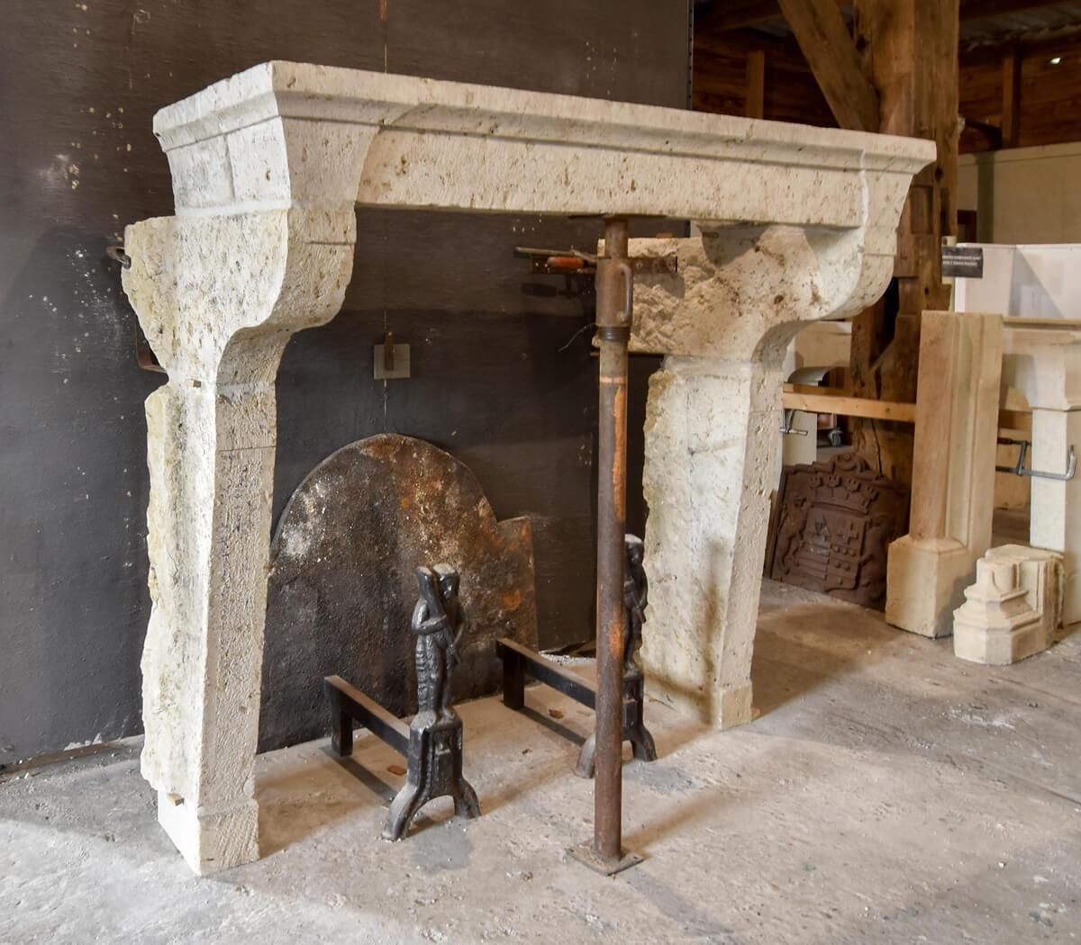 19th Century Antique Sandstone Mantelpiece Compagnarde photo for sale