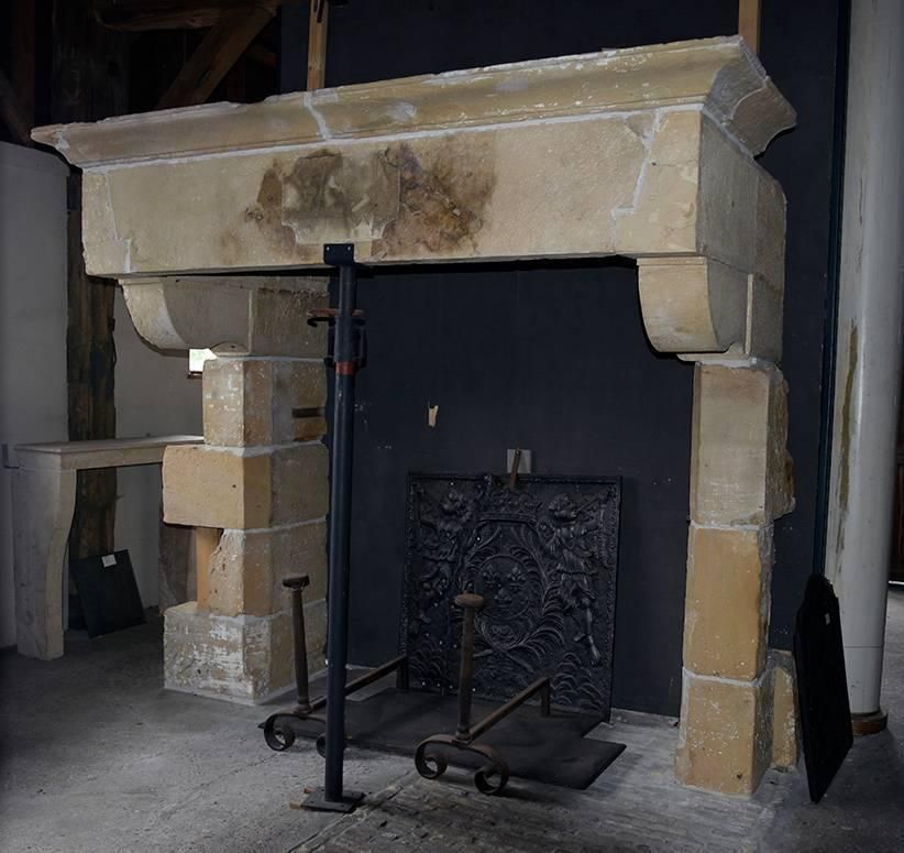 Original Antique Sandstone Castle Fireplace Mantel, 18th Century photo 12360.0