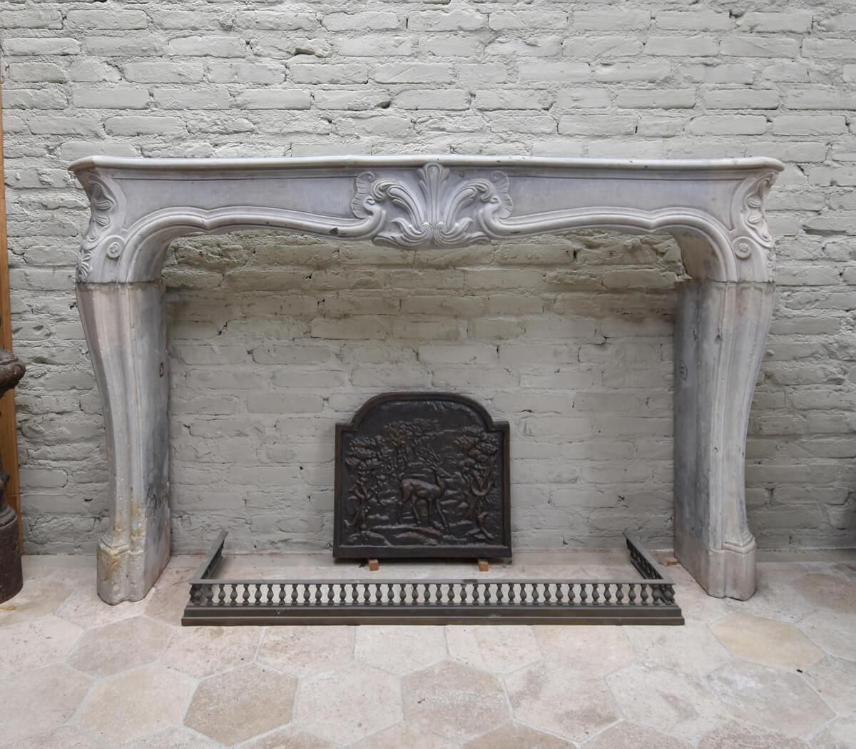 19th Century Antique Marble Stone Louis XV Fireplace Mantel Front photo furniture