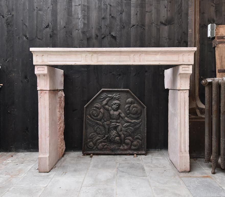 19th Century Antique French Marble Stone Fireplace photo vinterior
