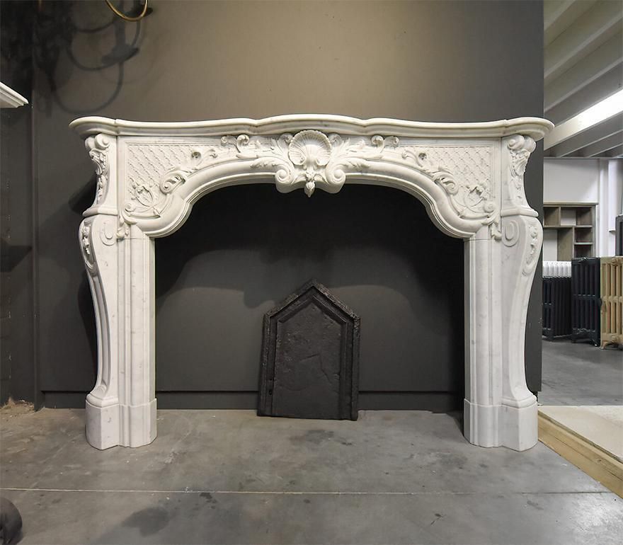 19th Century Antique Marble Louis XV Chateau Fireplace Mantel photo furniture