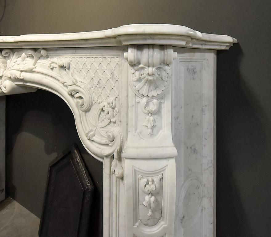 19th Century Antique Marble Louis XV Chateau Fireplace Mantel photo 36821.0