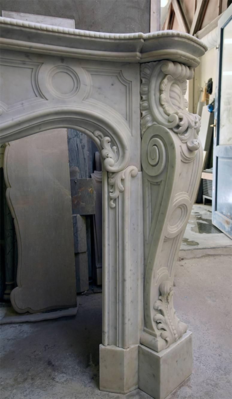 French Antique Louis XV Carrara Marble Fireplace Mantel photo Home Fixtures
