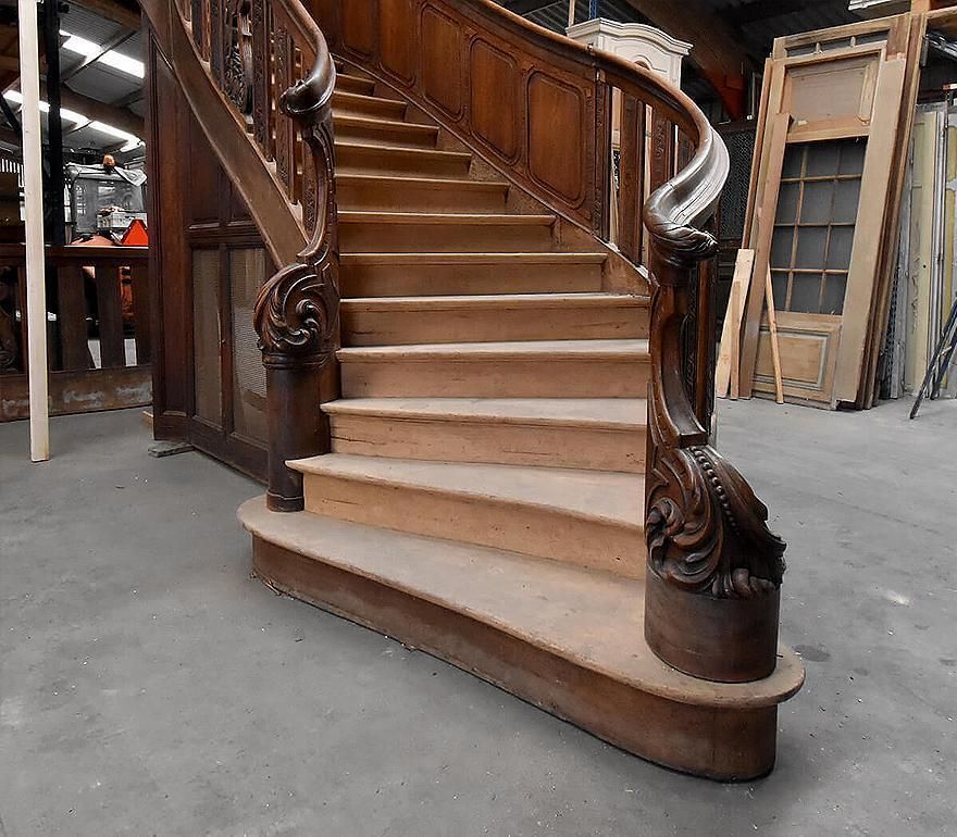 Exclusive Oak Staircase With Carving And Balustrade 19th Century photo vinterior