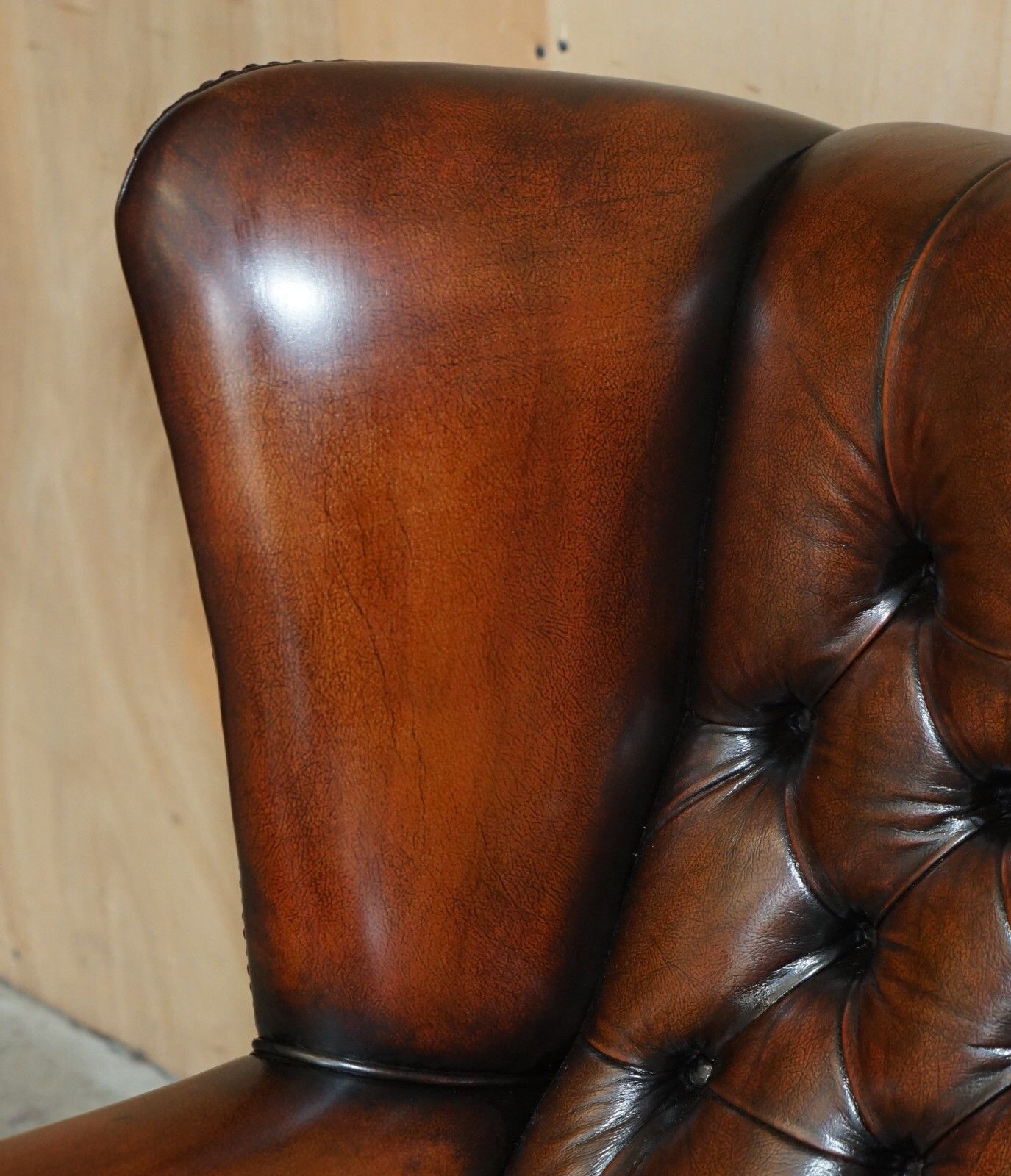 Pair Of Claw & Ball Feet Chesterfield Tufted Brown Leather Wingback Armchairs photo 5000.0