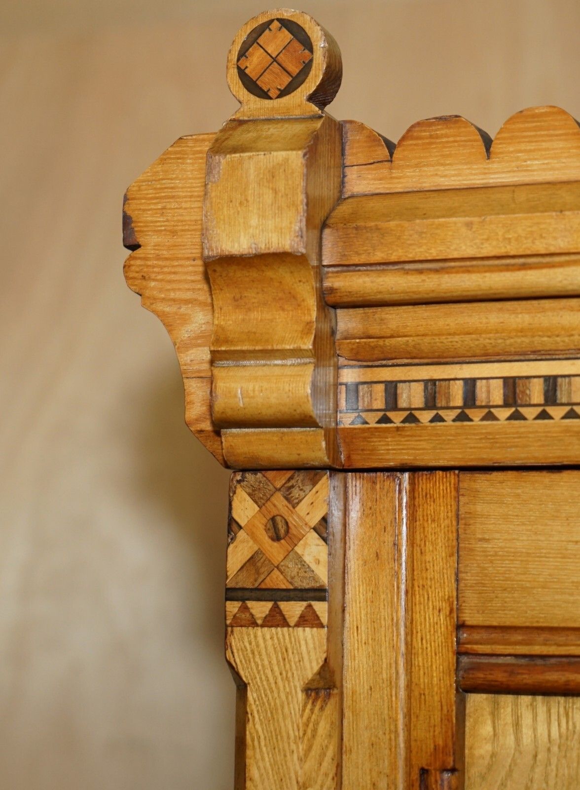 Victorian Ash Aesthetic Movement Wardrobe Built In Campaign Chest Of Drawers photo vinterior