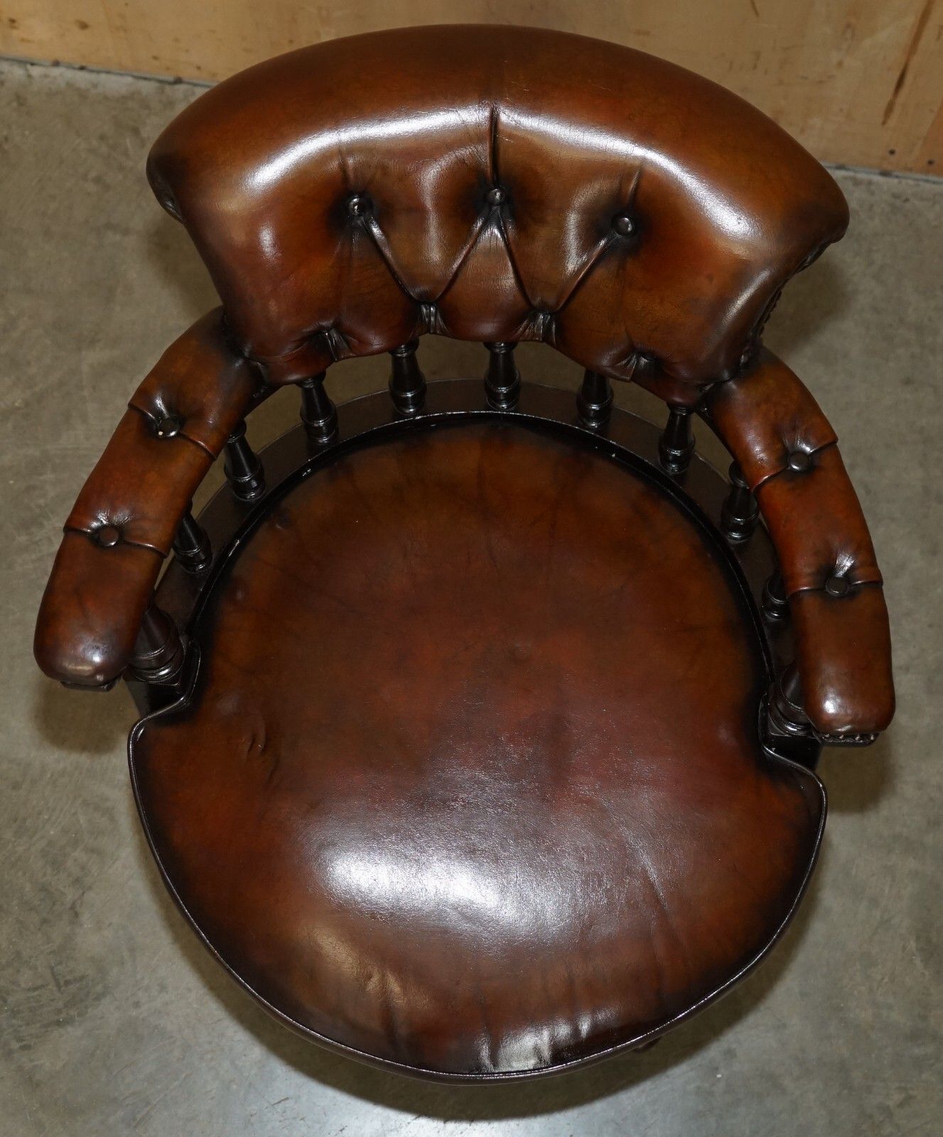 Antique Victorian Fully Restored Brown Leather Chesterfield Captains Chair photo 2350.0