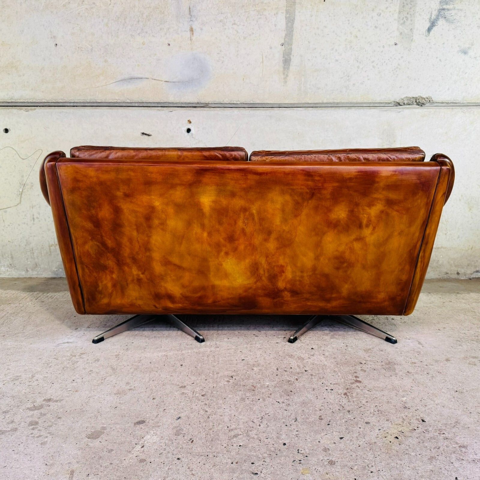 Furniture Vintage 60s Aage Christiansen "Matador" Tan Leather 2 Seater Sofa & Chair #A458 photo