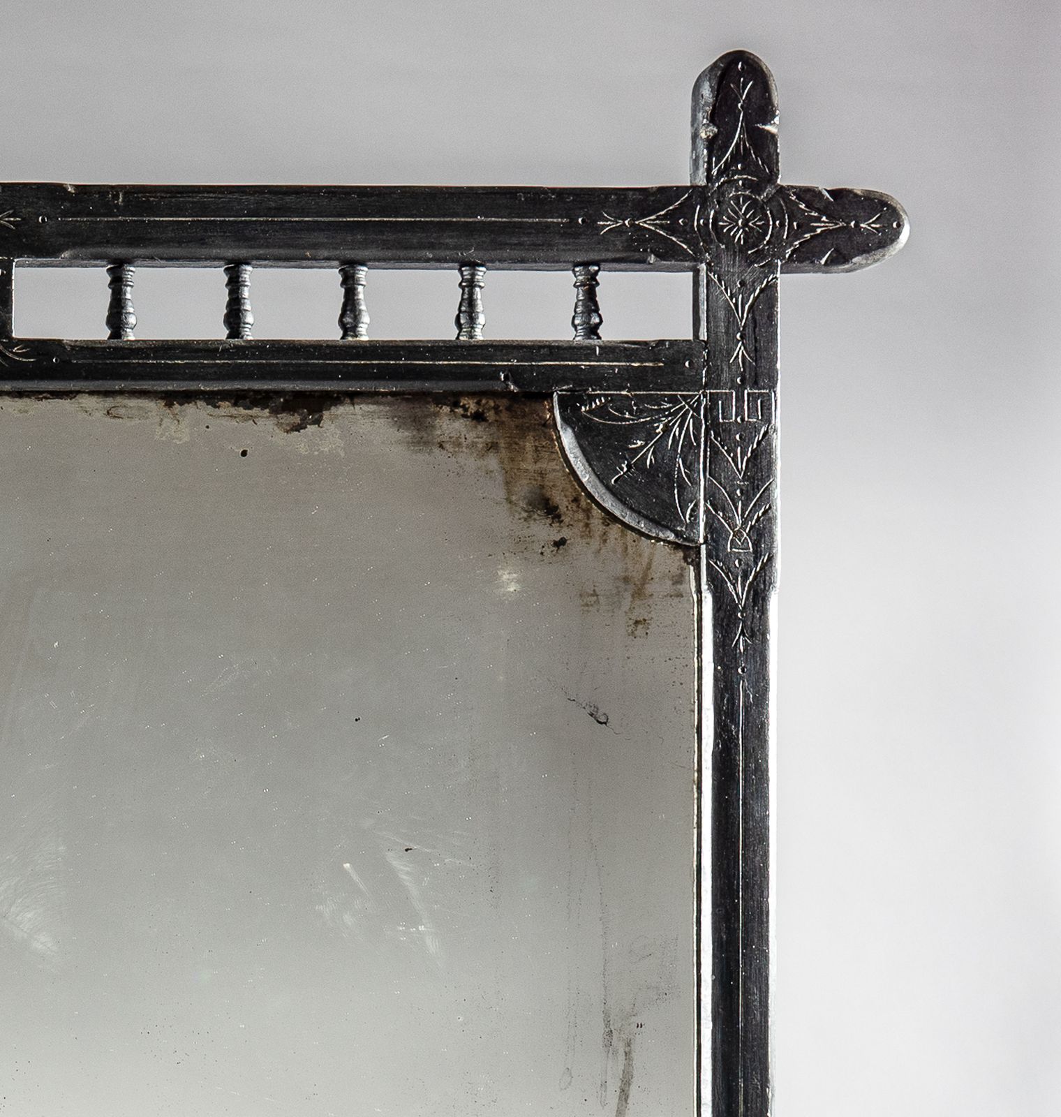 Large 19th Century Victorian Painted And Parcel   Silvered Overmantle Mirror photo vintage