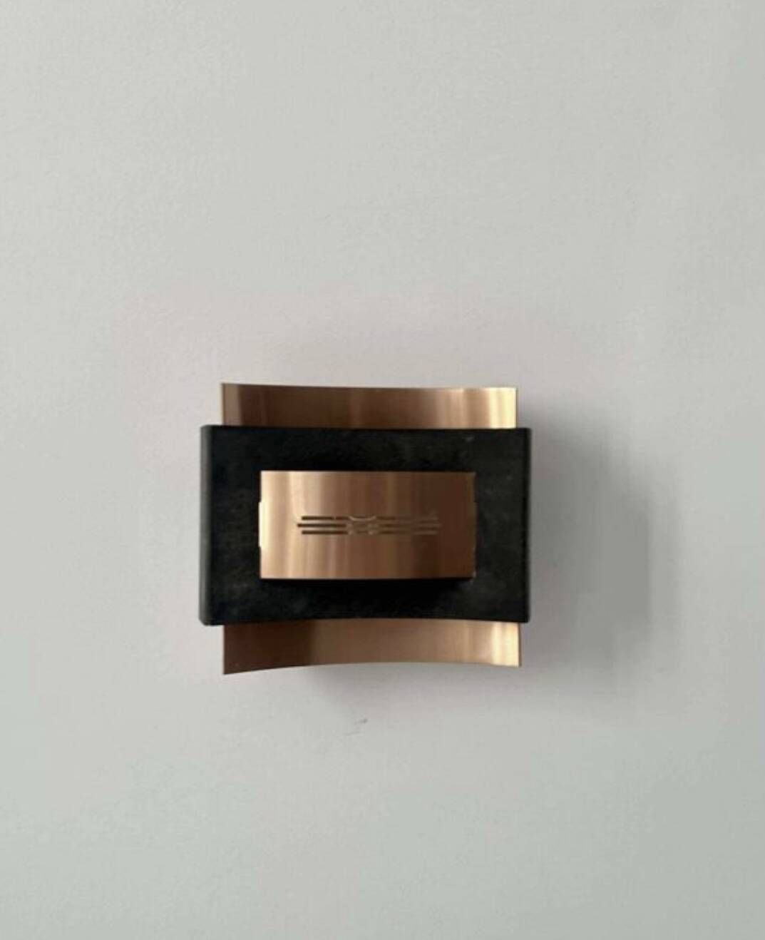 Pair Of Vintage Wall Lights, Matte Black Metal And Copper, Netherlands 1960s photo buy