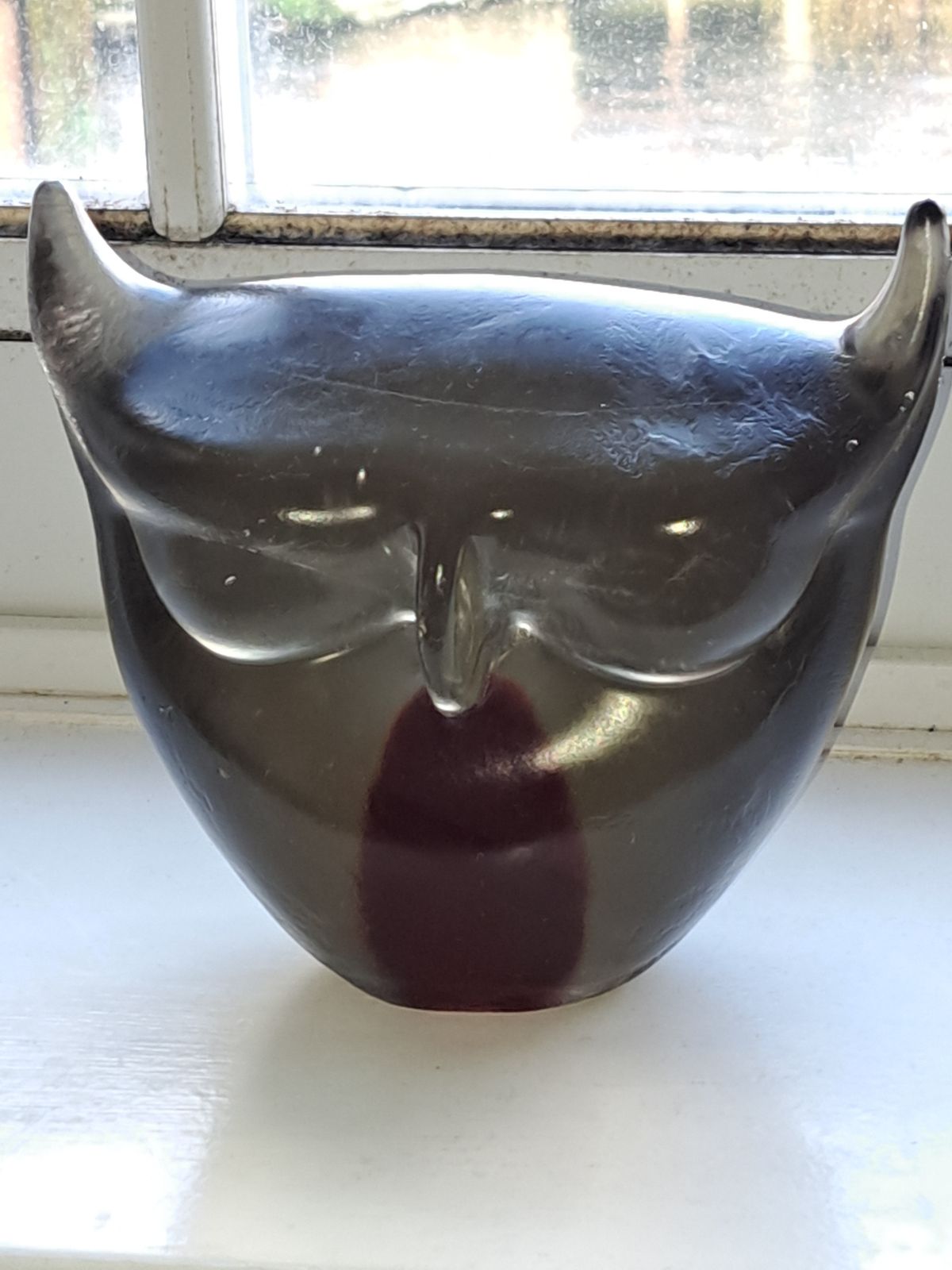 Seguso Venice Sommerso Glass By Flavio Poli Very Rare Owl With Submerged Red Heart photo furniture