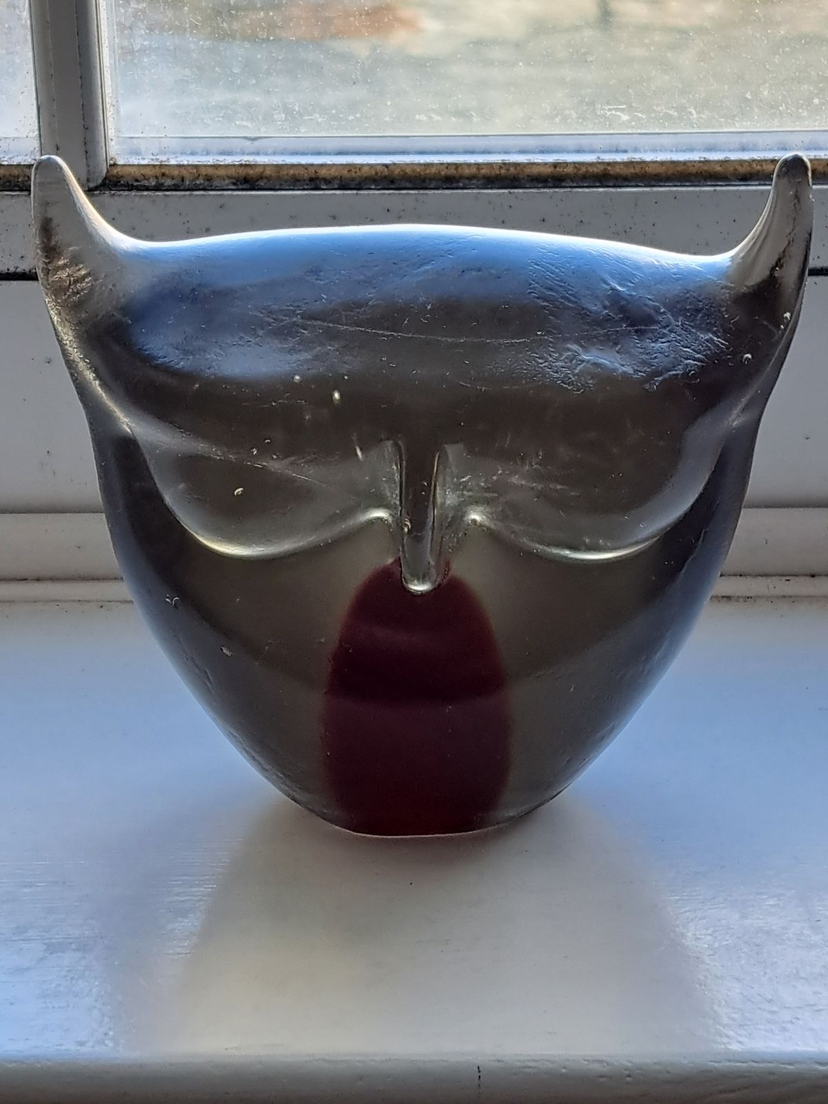 Seguso Venice Sommerso Glass By Flavio Poli Very Rare Owl With Submerged Red Heart photo for sale