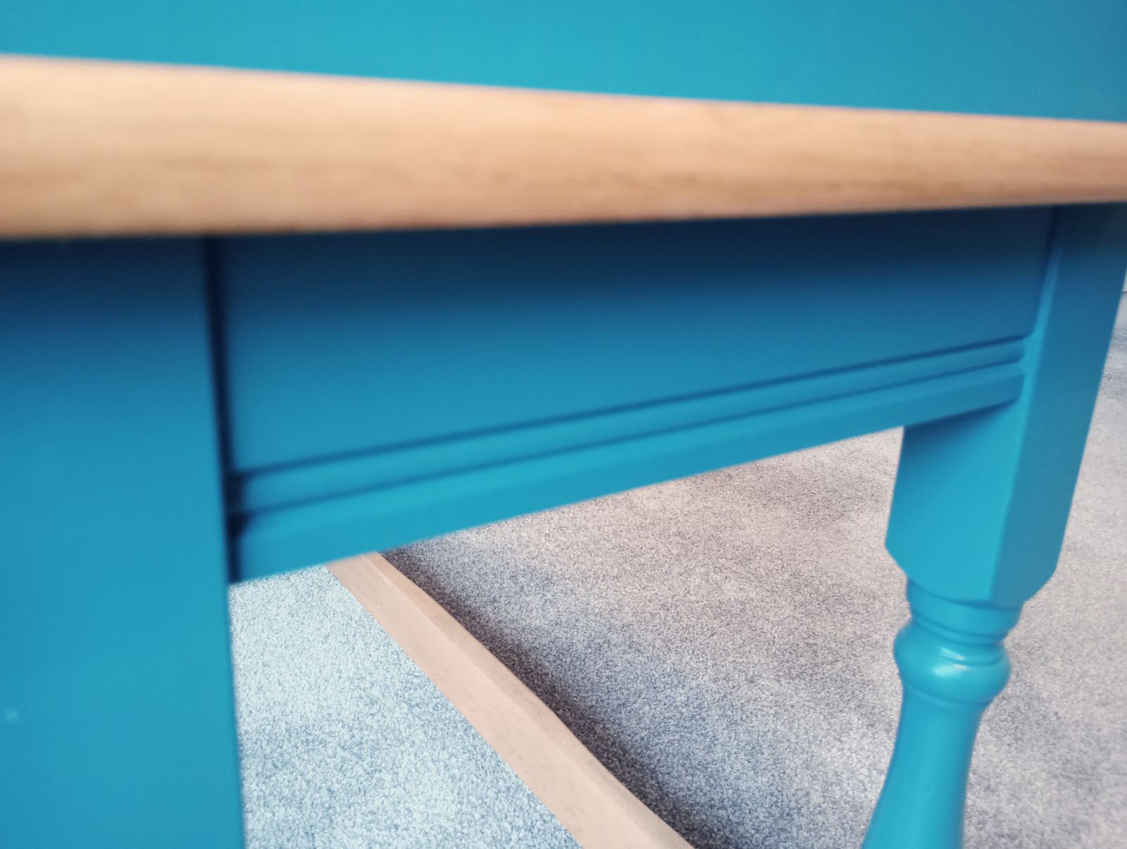 Upcycled Telephone Seat In Oak And Teal Paint With Custom Cushion photo buy