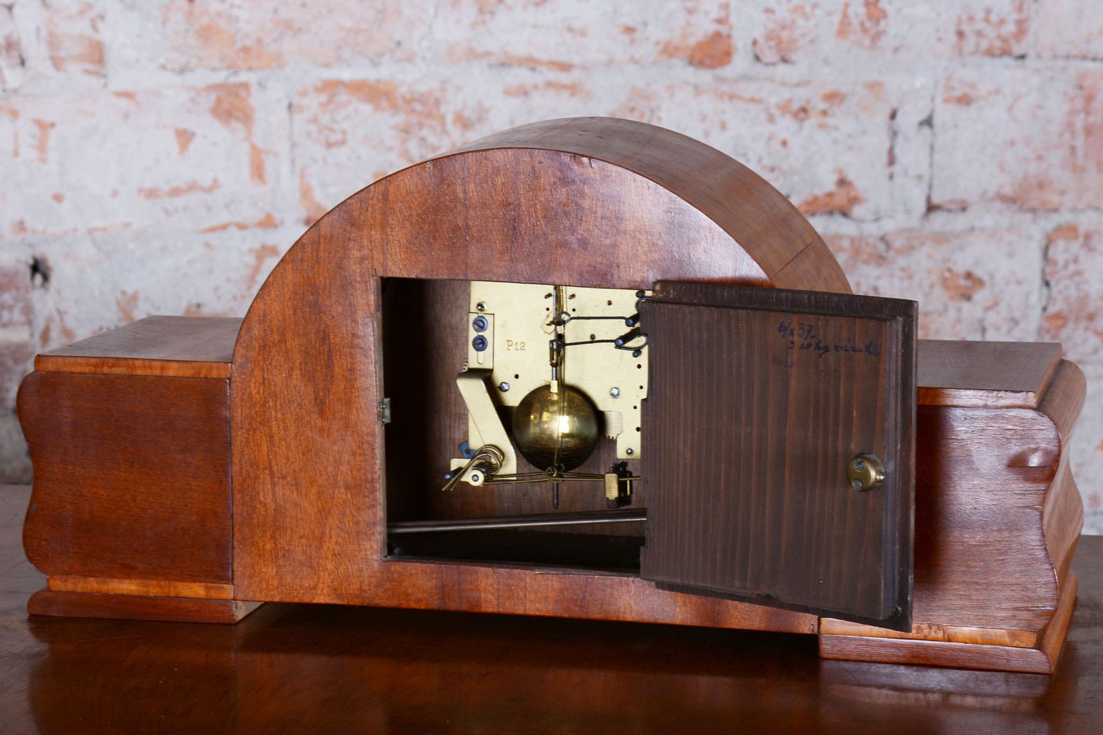 photo vinterior Restored Art Deco Clock, Made By Up Závody, Mahogany, Czech, 1920s