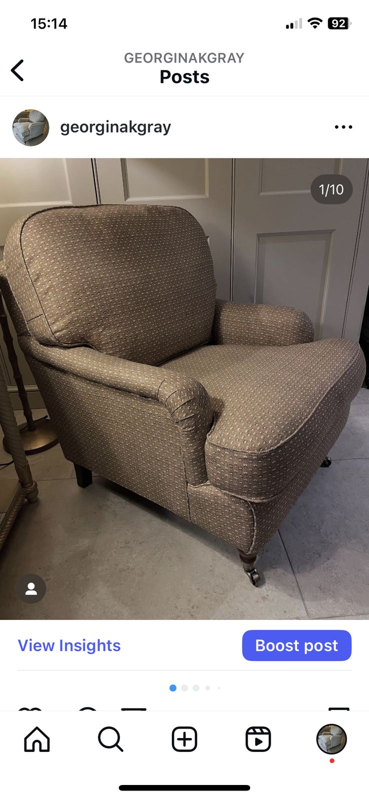 George Smith Style Armchair Professionally Upholstered In Warner House Fabric. photo buy