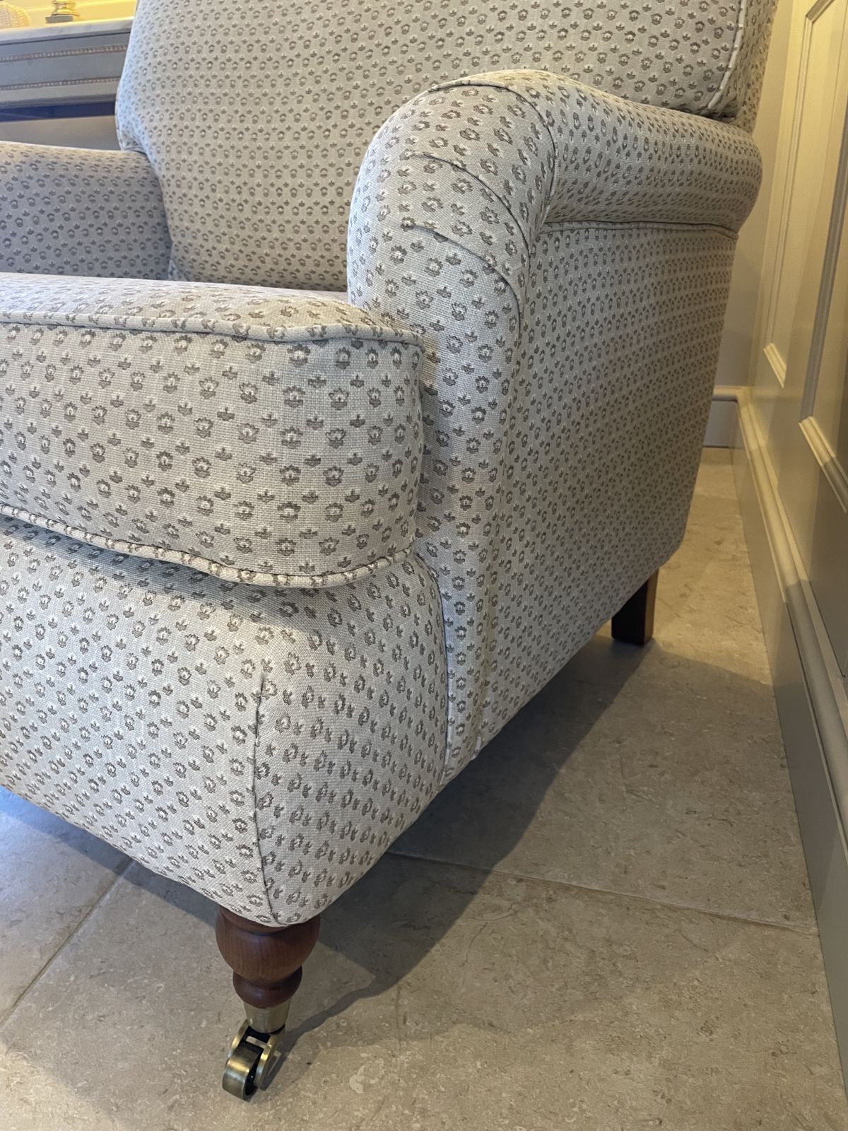 George Smith Style Armchair Professionally Upholstered In Warner House Fabric. photo vintage