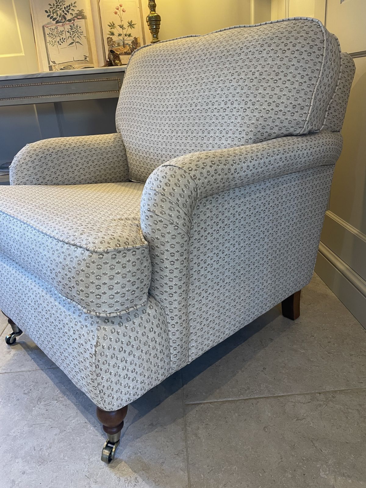 Furniture George Smith Style Armchair Professionally Upholstered In Warner House Fabric. photo