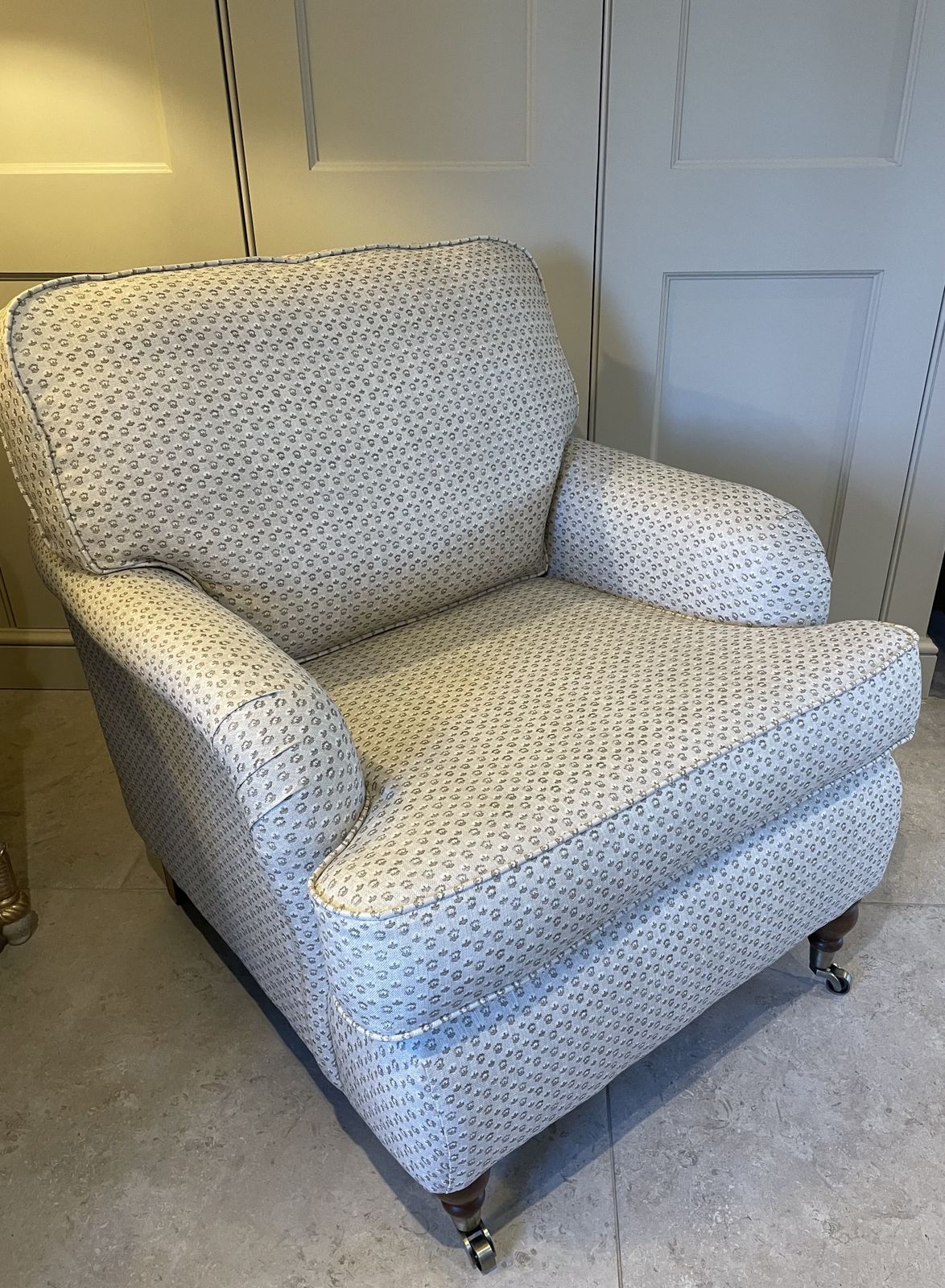 photo vinterior George Smith Style Armchair Professionally Upholstered In Warner House Fabric.