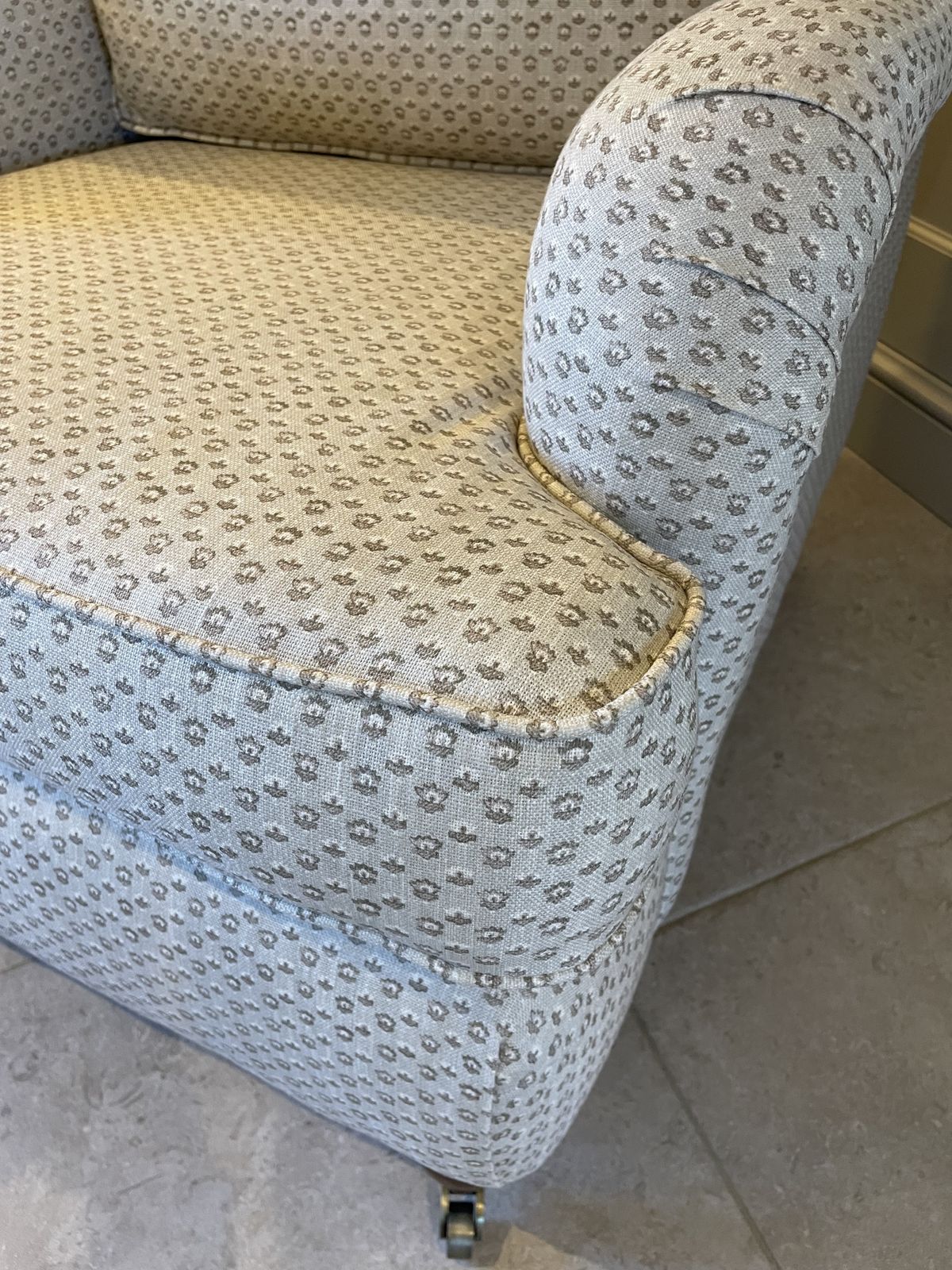 photo buy George Smith Style Armchair Professionally Upholstered In Warner House Fabric.