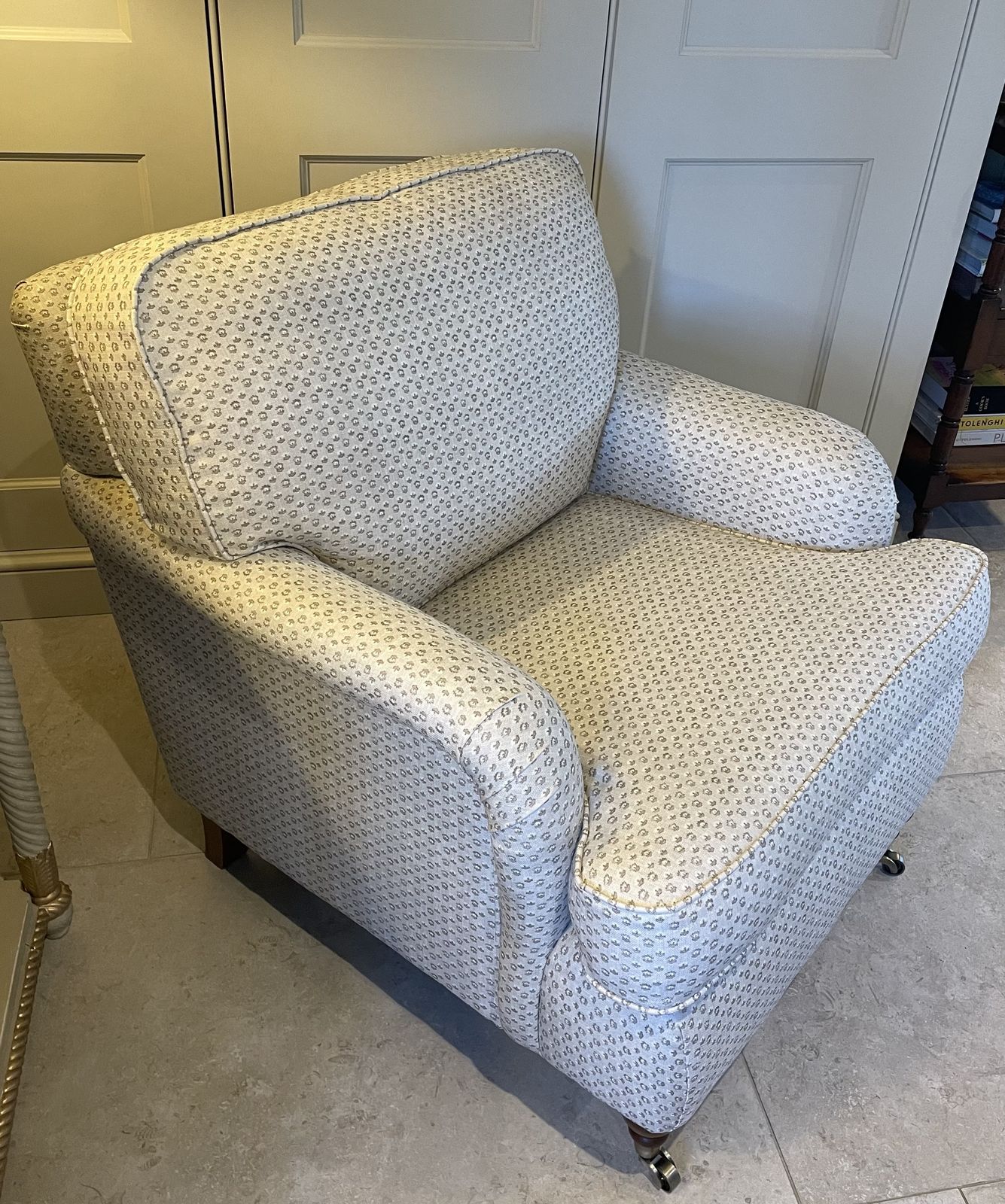George Smith Style Armchair Professionally Upholstered In Warner House Fabric. photo furniture