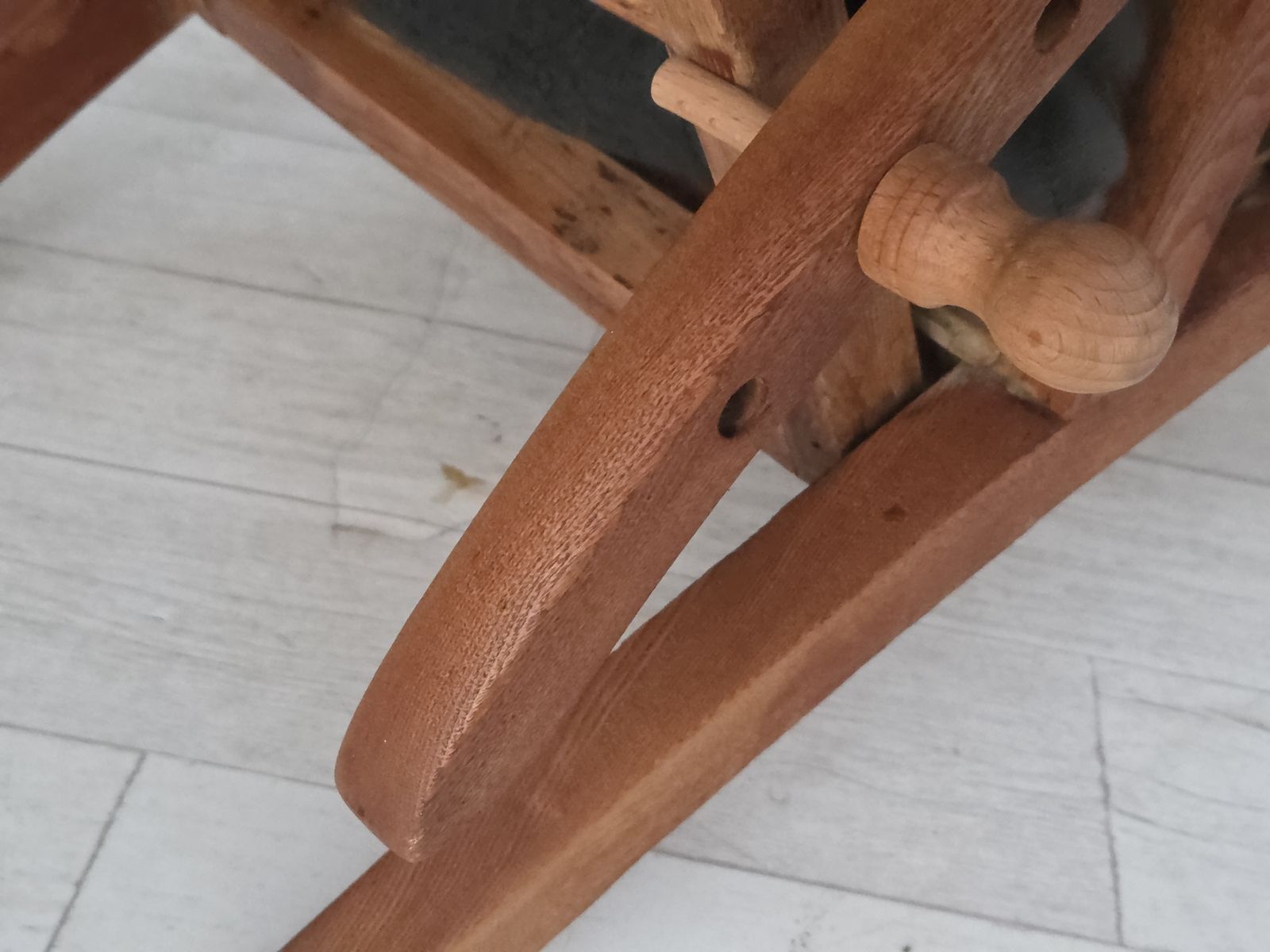 1190.0 1950s, Vintage Adjustable Armchair, Black Leather, Ash Wood. photo
