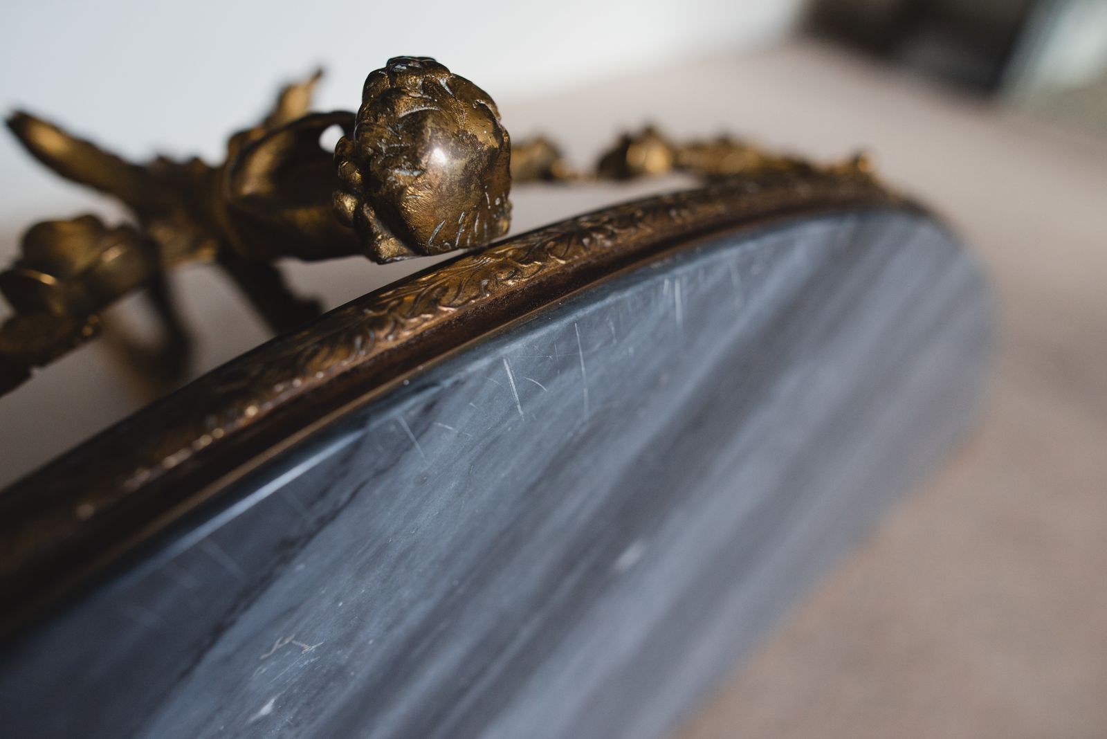 Baroque Style Marble Wall Console With Cherub photo vinterior
