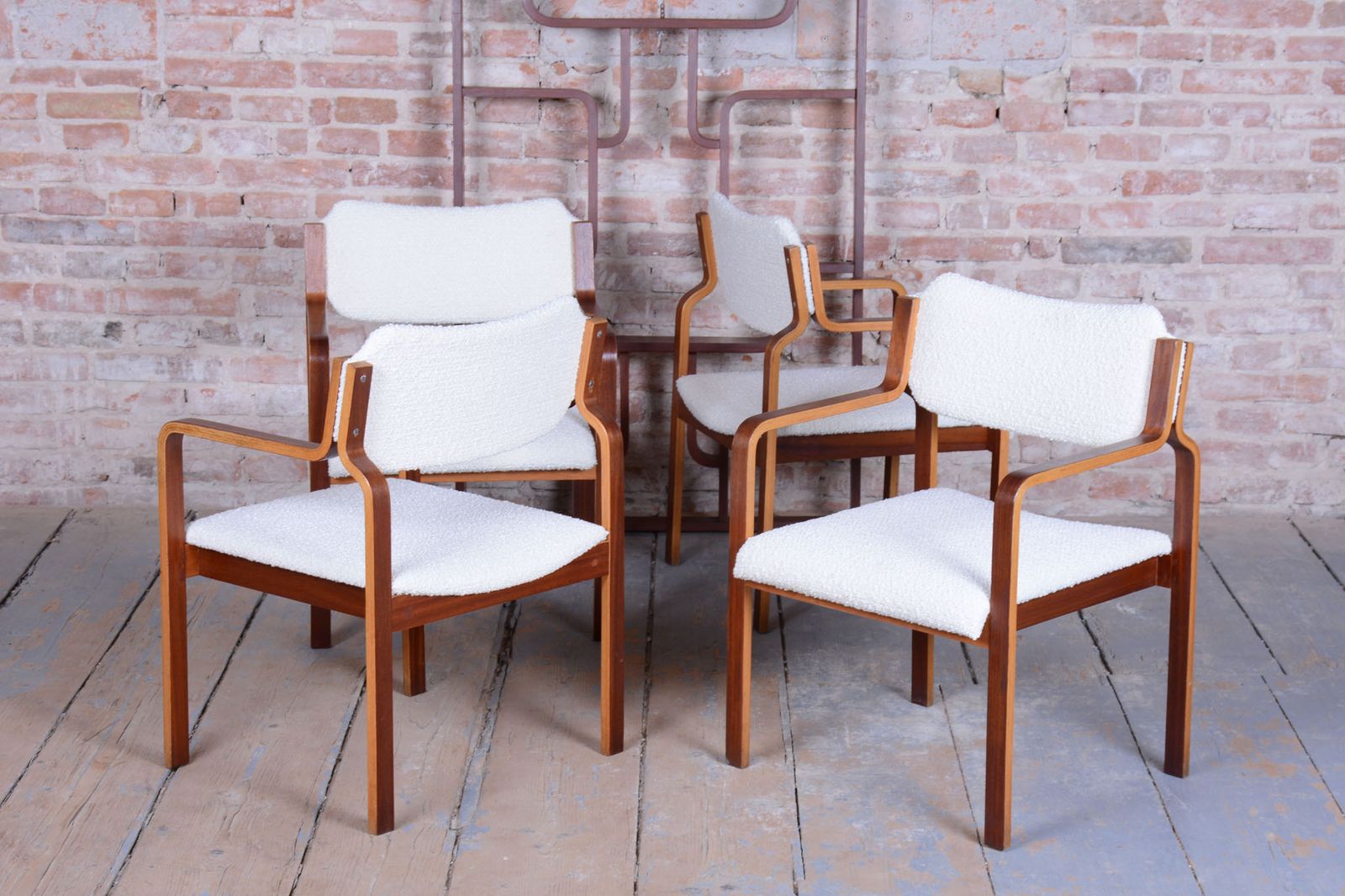 Set Of Four Restored Mid Century Chairs, By Ludvik Volak, Mahogany, Czech, 1960s photo furniture