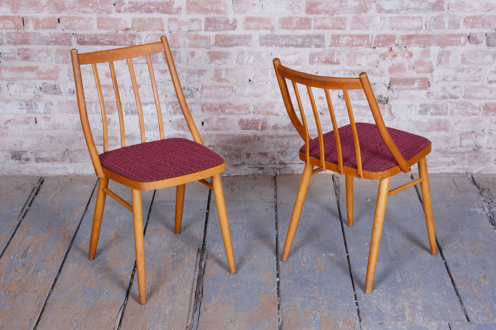 Set Of Four Original Mid Century Chairs, By Antonín šuman, Beech, Czech, 1960s photo buy