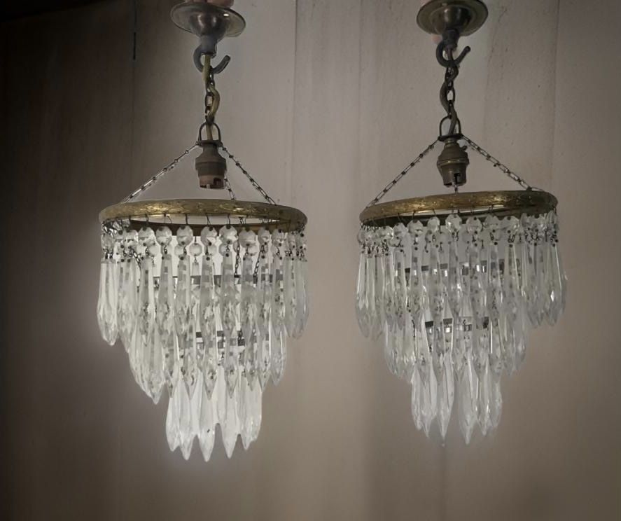 Pair Of Antique 3 Tier Icicle Drop Chandeliers photo furniture