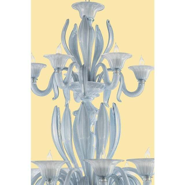 .Mid Century Modern Venetian Azure Style Murano Glass Chandelier photo 12800.0